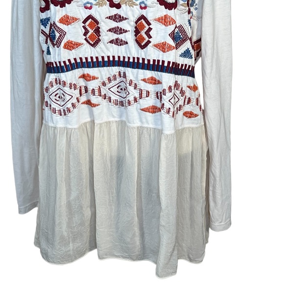 Johnny Was Embroidered Ivory Long Sleeve Peplum Tunic Size 1X EUC - Picture 3 of 12